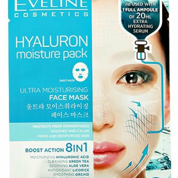 Маска для лица тканевая Eveline Cosmetics Гиалуроновая увлажняющая процедура, 1 шт