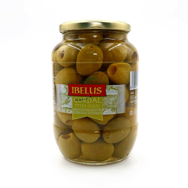 Оливки зеленые без косточек пастеризованные  ст/б IBELUS размер 90/110 вес 850мл