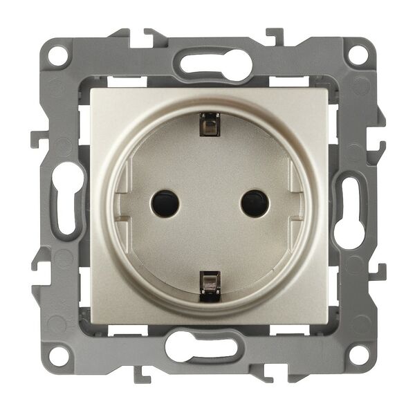 Розетка ЭРА 12 одинарная с заземлением без шторок шампань