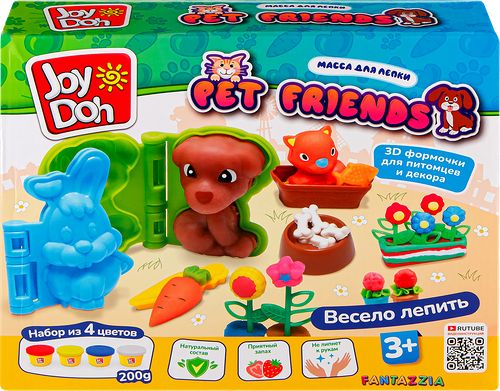 Масса для лепки JOY DOH Pet friends Домашние животные, 4х50г