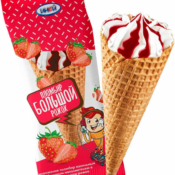 Мороженое Иней пломбир клубника 15% 120г
