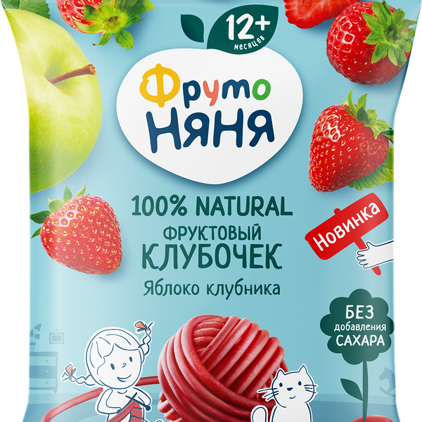 Фруктовые кусочки из яблок и клубники Клубочек 15г ДП ФрутоНяня