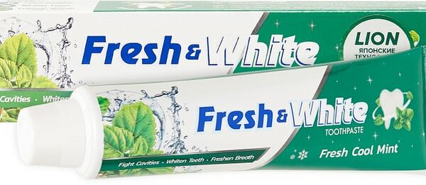 Зубная паста Lion Thailand Fresh & White для защиты от кариеса Прохладная мята 160г
