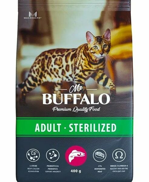 Mr.Buffalo Adult sterilized сухой корм для взрослых стерилизованных кошек Индейка
