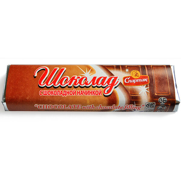 Шоколад темный с шоколадной начинкой вес 47 г эт. бум. пенал Спартак