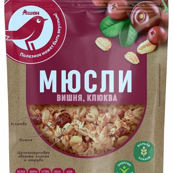 Мюсли-кранчи Ашан Красная птица с ягодами