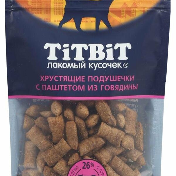 Лакомство для кошек TiTBiT хрустящие подушечки с паштетом из говядины