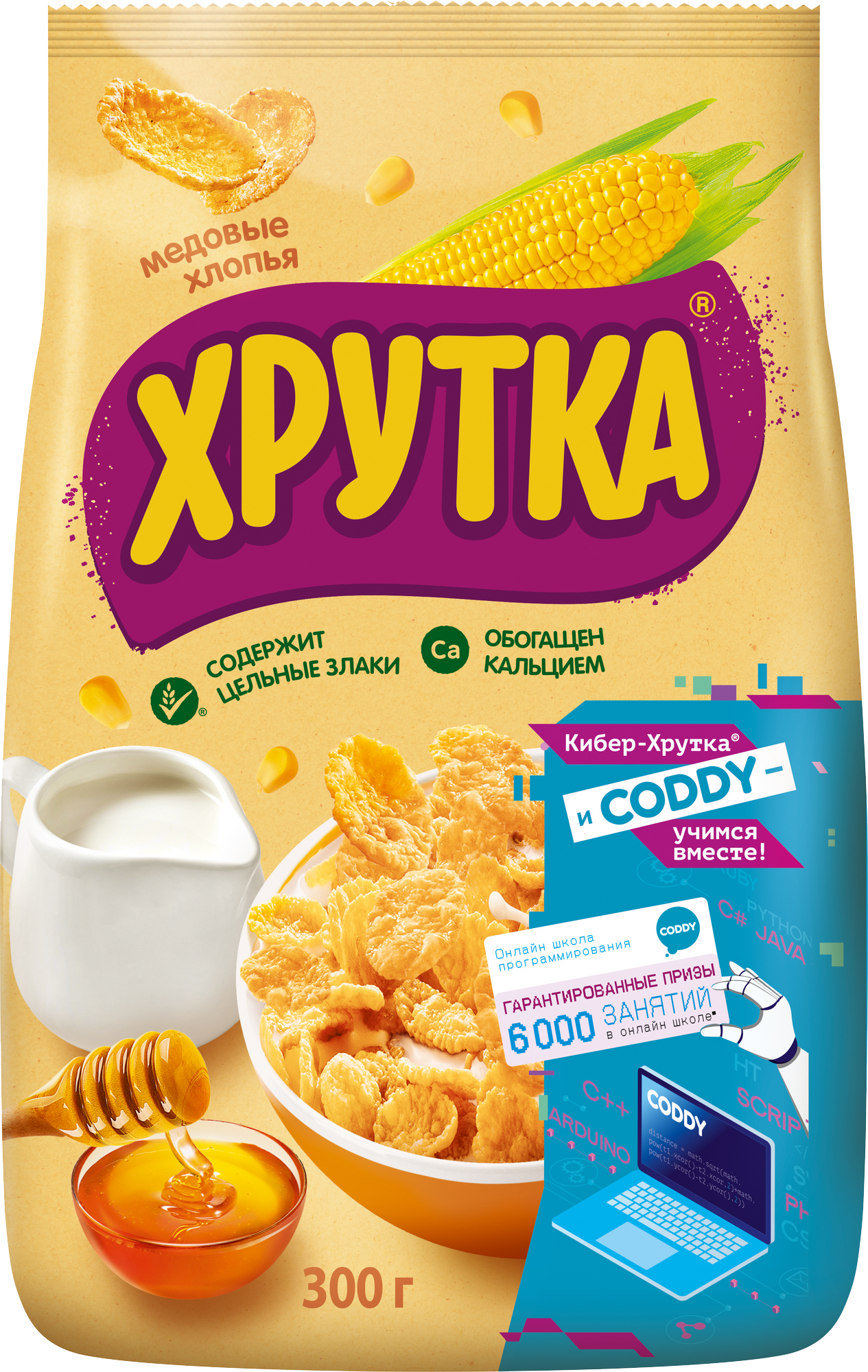 

Кукурузные хлопья Хрутка Медовые обогащенные кальцием