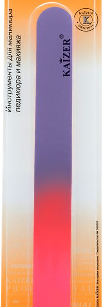 Пилка для ногтей шлифовочная KAIZER двухсторонняя прямая, деревянная основа 175мм, цвета в ассортименте, Арт. 703144