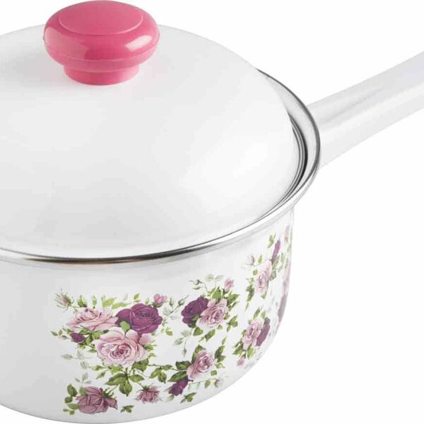 Кастрюля-ковш эмалированная Аклмз с рисунком, 1 л