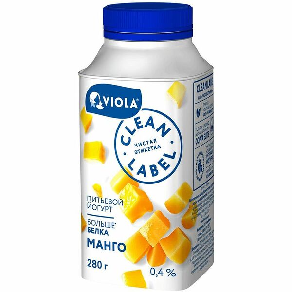 Йогурт питьевой Viola Clean Label Манго 0.4%, 280г