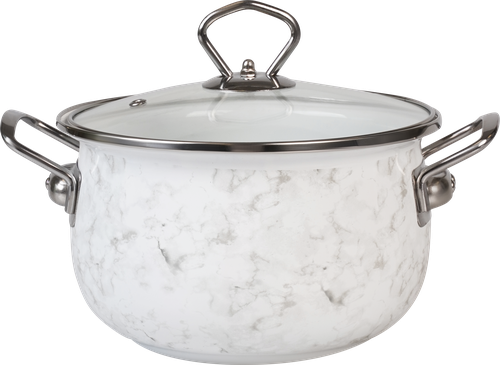 

Кастрюля со стеклянной крышкой Homeclub White Marble эмалированная, 2.6л, Арт. WU-c2
