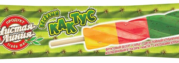 Мороженое Чистая Линия Кактус Сорбет двухслойный в глазури, эскимо, 65г