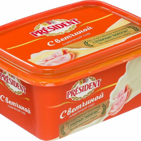 Сыр плавленый President с ветчиной 45%