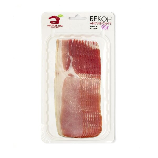 Бекон сырокопчёный Английский Мясной Дом Бородина, нарезка