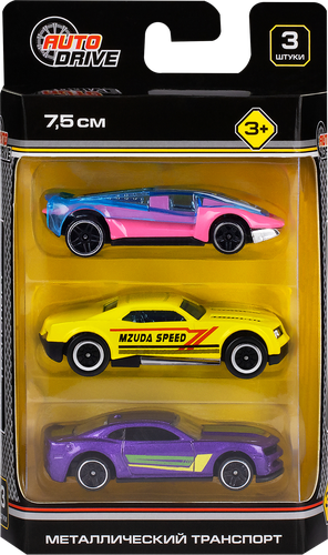 

Набор машинок AUTODRIVE металлические, в ассортименте, Арт. JB0404617-29, 3шт
