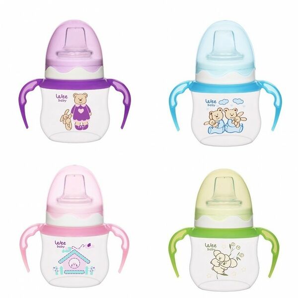 WeeBaby поильник непроливайка с ручками и мягким носиком 125 мл № 192 шт