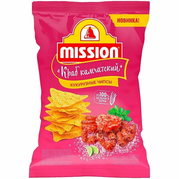 Чипсы MISSION кукурузные со вкусом краб камчатский 90г