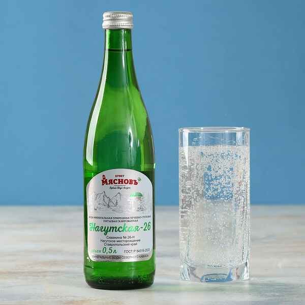 Вода минеральная МясновЪ Буфет Нагутская-26 газированная лечебно-столовая, 0.5 л