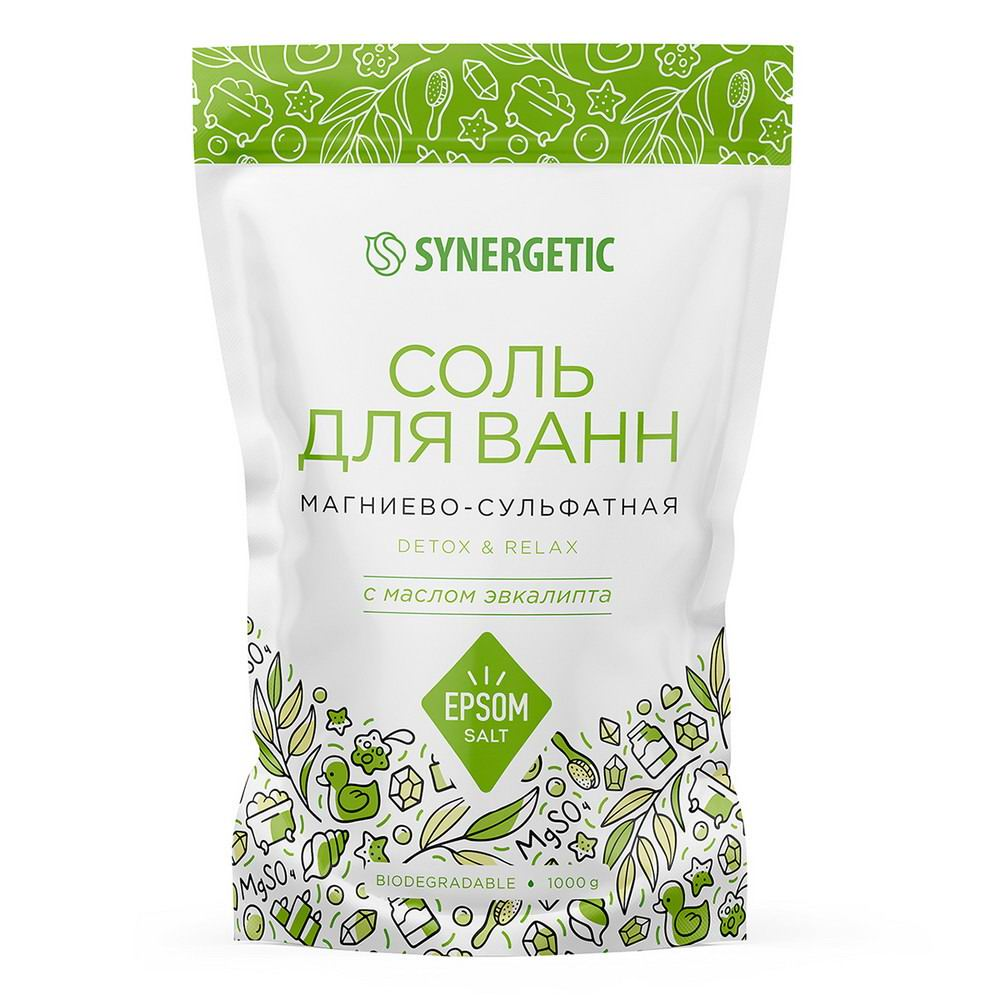 

Соль для ванны Synergeric магниево-сульфатная эвкалипт 1000 г