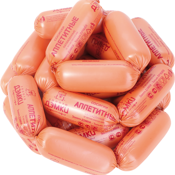 Сосиски ЗОЛОТО ДЭМКИ Аппетитные в/с п/а защ ср вес до 1.1 кг