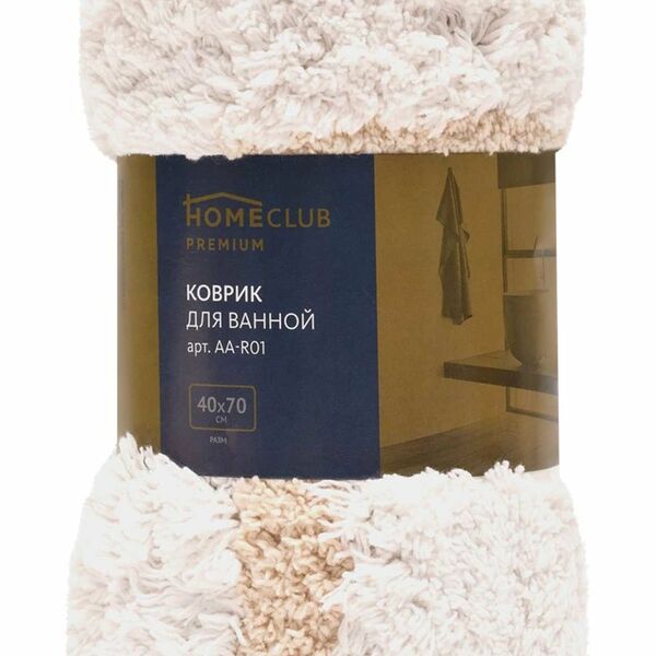 Коврик для ванной HOMECLUB Bella 40x70см, белый, бежевый 