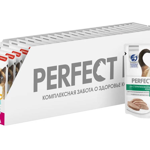Корм для кошек PERFECT FIT для стерилизованных, паштет с индейкой пауч 75г (упаковка - 24 шт)