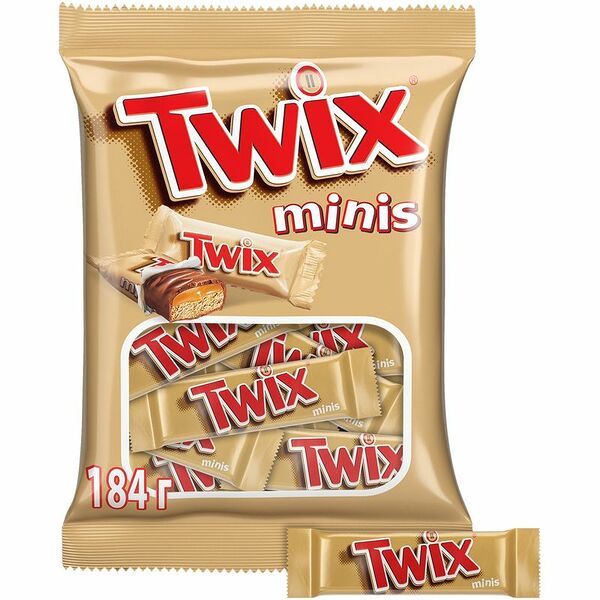 Печенье сахарное Twix minis с карамелью, покрытое молочным шоколадом