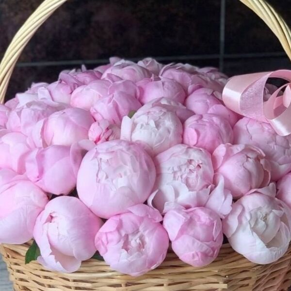 Корзина с пионами Радость