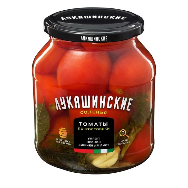 Томаты малосольные по-ростовски Лукашинские бочковые 670 г
