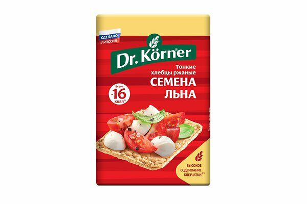 Хлебцы хрустящие Dr. Korner Ржаные с семенами льна