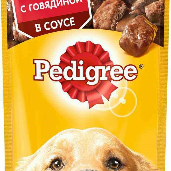 Корм для собак Pedigree для всех пород с говядиной в соусе, влажный, 1 шт.
