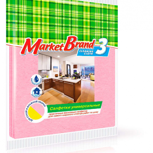 Салфетки универсальные 3 шт ТМ Market Brand (Маркет Бренд)
