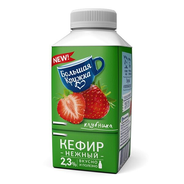 Кефир Большая кружка клубника 2,3% 280г, Россия