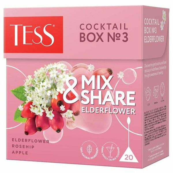 Чай травяной Tess Cocktail Box 3 бузина в пирамидках, 20х1,5 г