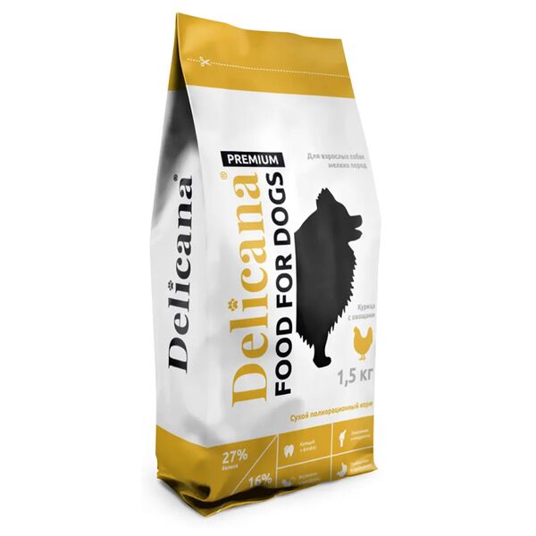 Корм DELICANA для собак мелких пород курица с овощами