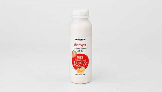 Йогурт питьевой с клубникой и бананом без добавления сахара 2,5%