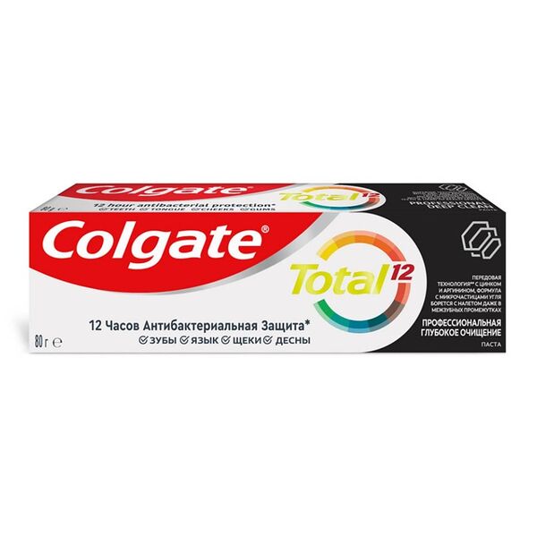 Зубная паста Colgate Total 12 с древесным углём 80 г