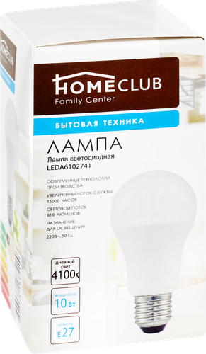 

Лампа светодиодная Homeclub Led A60 E27 10Вт 4100К