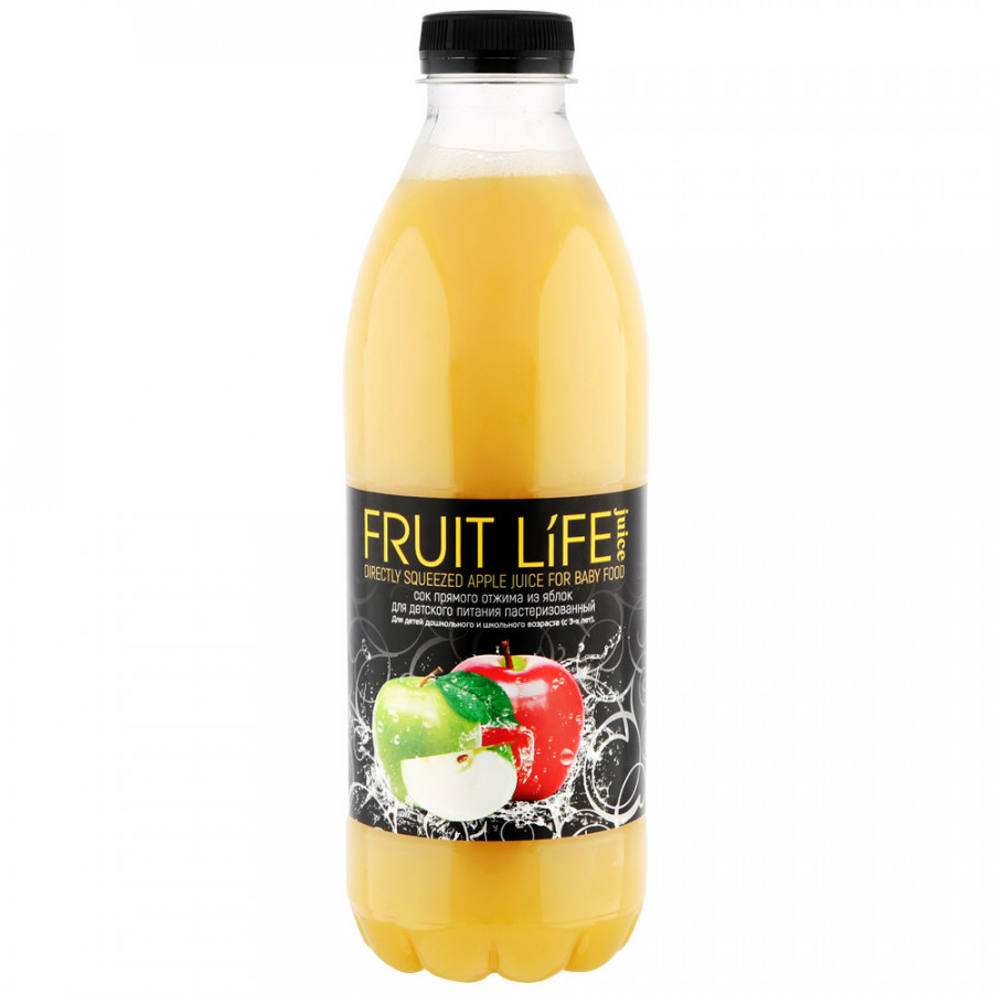 Сок прямого отжима Fruit Life Juice яблочный для детского питания с 3-х лет 1л ПЭТ Нидерланды