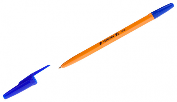 Ручка шариковая corvina 51 желтый корпус 1мм синяя