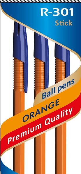 Набор ручек шариковых ErichKrause R-301 Orange Stick 0.7 3шт синий 42743
