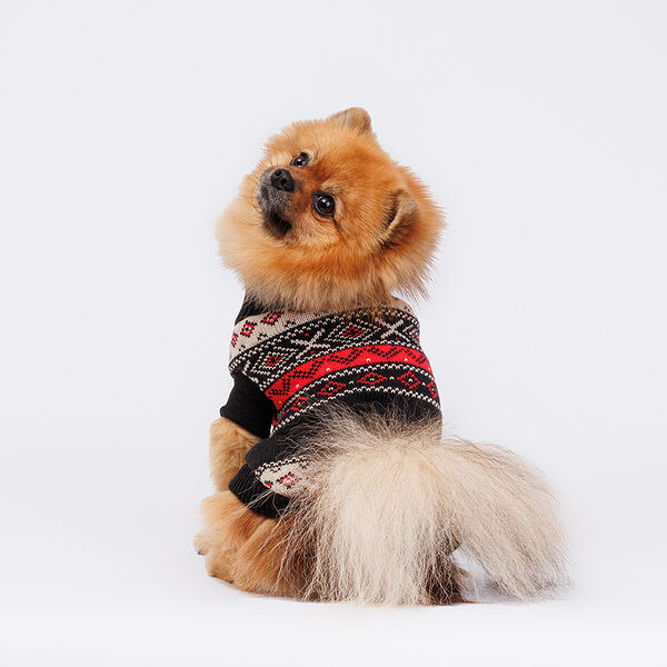 Свитер с узорами для собак, 45 см, коричневый