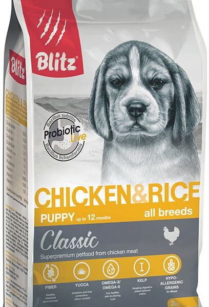 Сухой корм для щенков Blitz курица с рисом 2кг