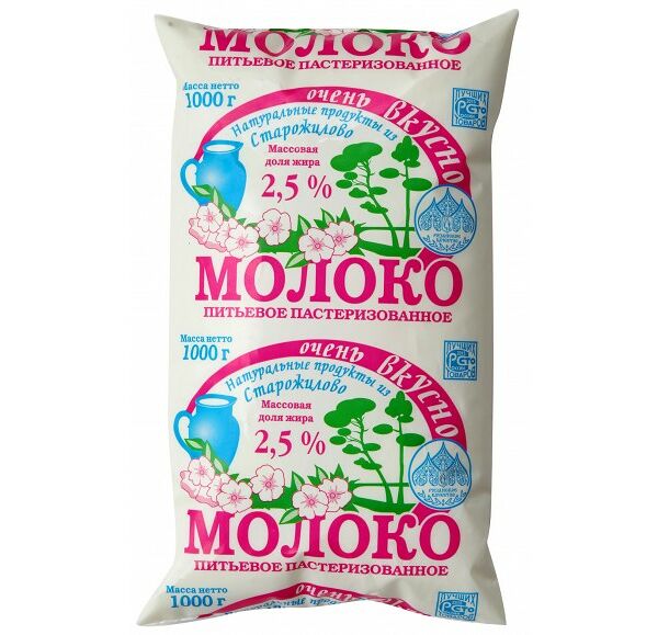 Молоко пастеризованное Продукты из Старожилово 2,5%