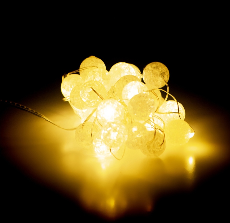 

Электрогирлянда шаровидная 30 Led тёплый белый свет, 300 см, Китай