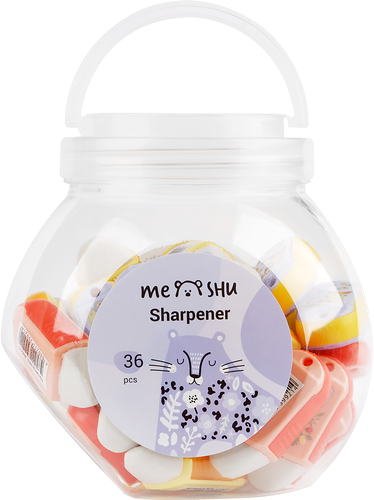 Точилка MESHU Spring breath 1 отверстие, с ластиком, в ассортименте, Арт. MS_41921