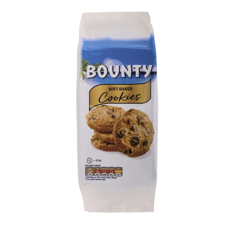 

Печенье мягкое Bounty с кусочками молочного шоколада и кокосом 180 г
