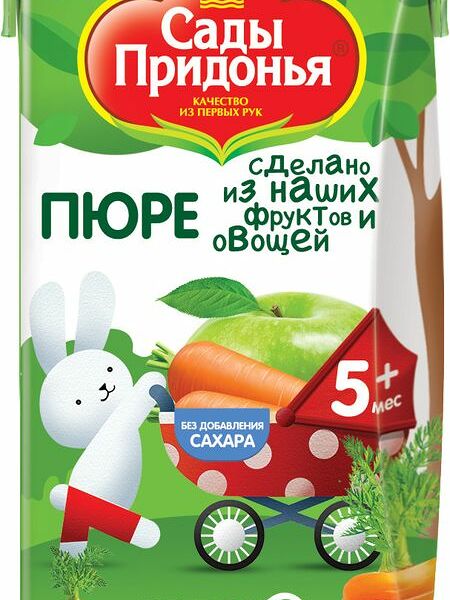 Фруктовое пюре Сады Придонья Яблоко-Морковь, с 5 месяцев