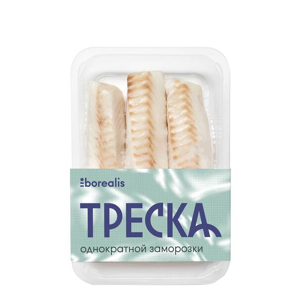 Треска, филе лойн (спинка) без кожи, свежемороженое, Borealis, 400 г